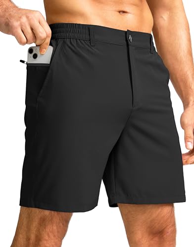 G Gradual Men's Casual Shorts 7″ Lightweight Golf Shorts for Men Stretch with 3 Pockets Quick Dry Breathable Work Shorts Black