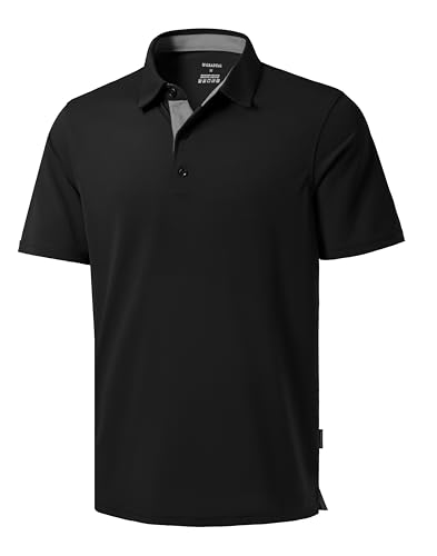G Gradual Men's Golf Polo Shirts Dry Fit Performance Short Sleeve Shirt, Black, XL